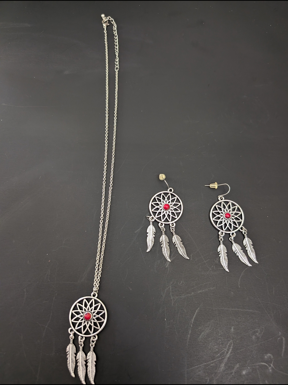 Vintage Dreamcatcher Necklace And Earrings 24" 5 - 2026